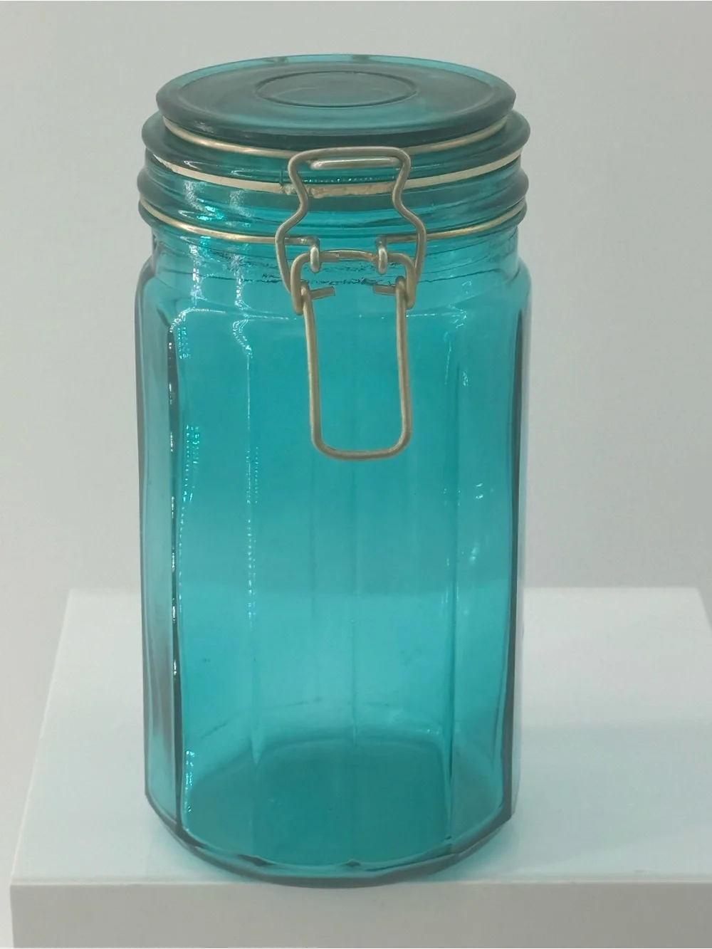 Airtight Glass Storage Jar - Teal Blue Swing-Top Canister
